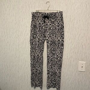 Isaac Mizrahi New York  Black & White  Knit Wide Leg Pant Women Size Medium
